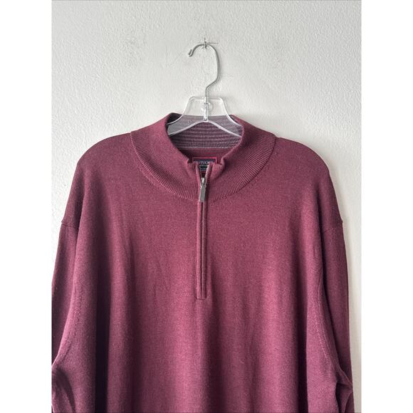 UNTUCKit 1/4 Zip Sweater Men’s Size XXXL Merino Wool Pullover Burgundy Work - Picture 2 of 7